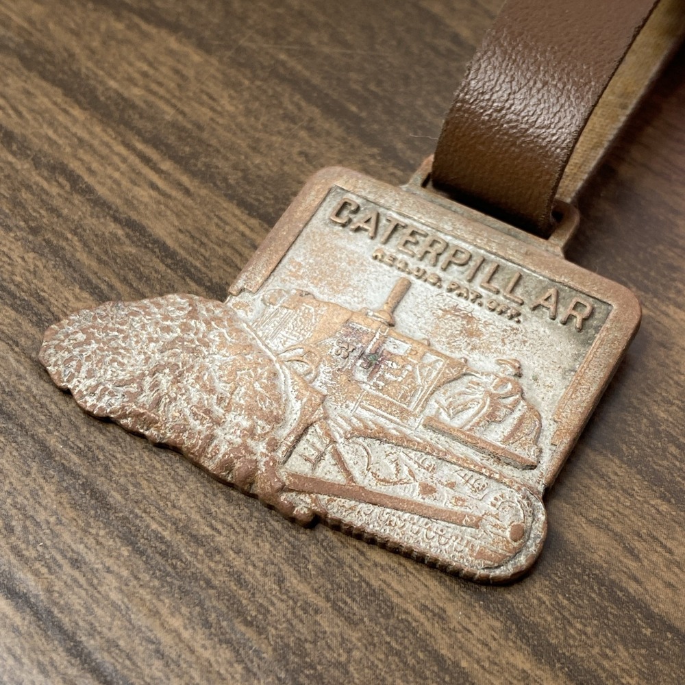 VTG CAT Caterpillar Pocket Watch Fob Advertising Wallace Machinery Co. Oxnard Ca